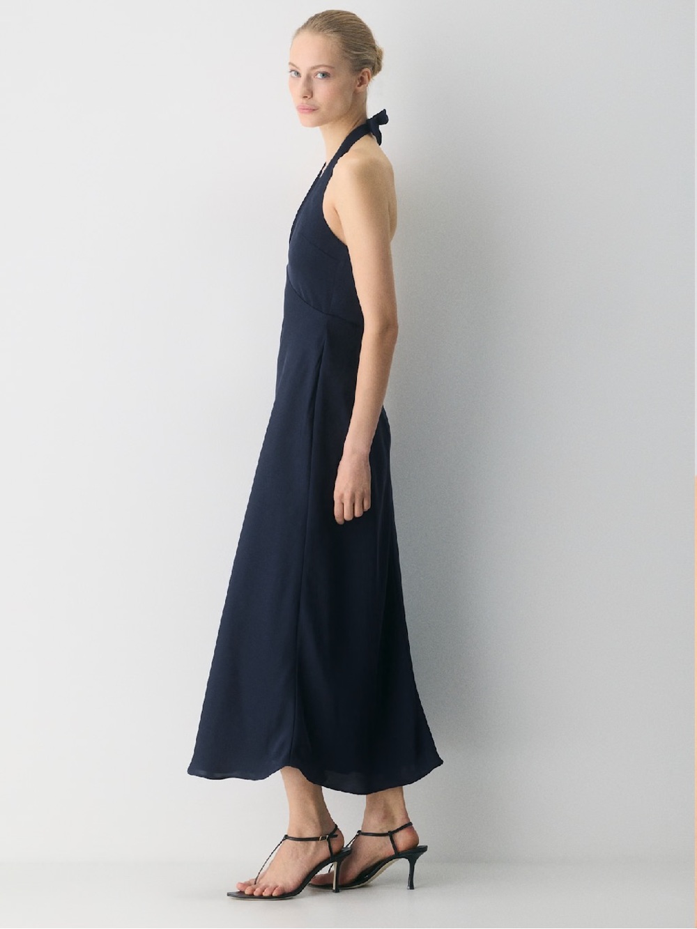 Nightscape Satin Halter Dress in Admiral - Picture 4 of 5